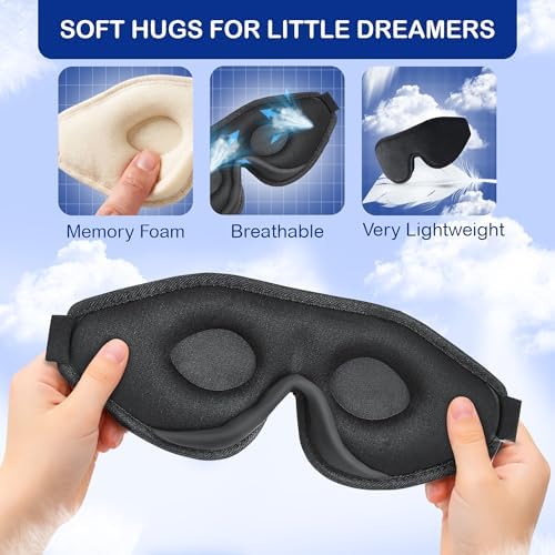 3D Sleep Mask for Kids, Light Block Sleeping Blindfold Memory Foam Contoured - Image 2