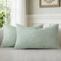 a moment Light Green Chenille Throw Pillow Covers 12x20 Inch Pack of 2 Modern by amoment