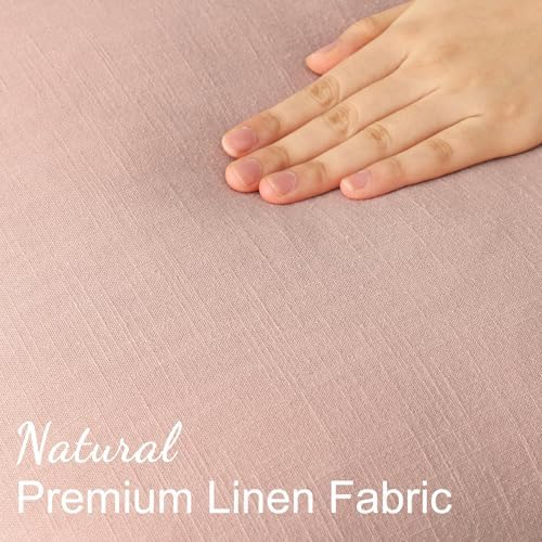 decorUhome Fall Pink Linen Throw Pillow Covers 24x24 Set of 2 - Image 3