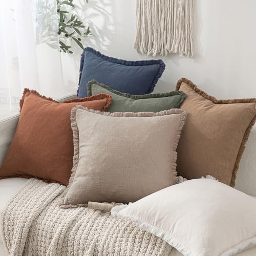 MIULEE Natural Linen Fringe Decorative Lumbar Throw Pillow Covers 12x20 - Image 6