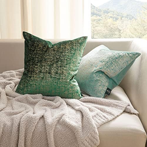 Phantoscope Pack of 2 Sparkling Velvet Decorative Throw Pillow Covers Soft Gold - Image 4