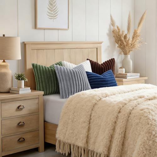 decorUhome Fall Faux Fur Throw Pillow Covers 16x16 Set of 2 Dark Brown - Image 4