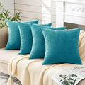 GAWAMAY Teal Chenille Throw Pillow Covers 18x18 Set of 4 by GAWAMAY