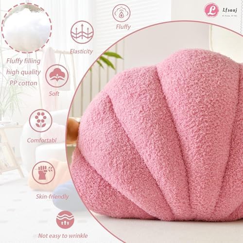 Lfsaaj Pink Seashell Throw Pillows, Shell Shaped Throw Pillows, 13 Inch Soft - Image 2