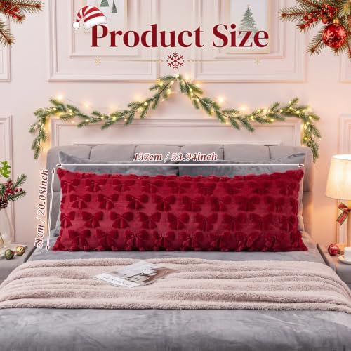 SmoothNovelty Burgundy Bow Body Pillow Cover 20 x 54 Inches Coquette Long Body - Image 2
