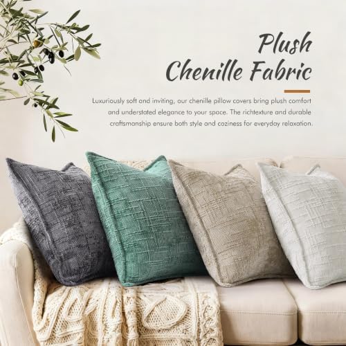 decorUhome Chenille Decorative Throw Pillow Covers 24x24 Set of 2 - Image 4