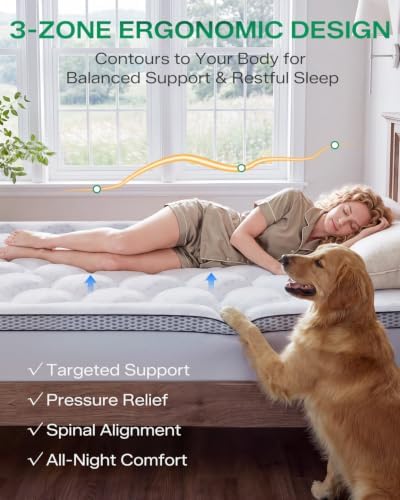 Dual Layer 4 Inch Full Size Mattress Topper, Memory Foam Mattress Topper - Image 4