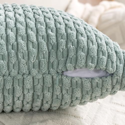 Set of 4 Aqua Decorative Throw Pillow Covers 16x16 Inch Corduroy Pillow Covers - Image 5