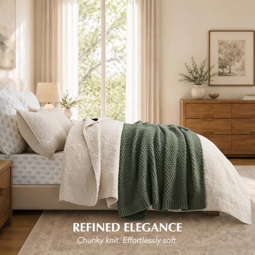 EVERGRACEHOME Chunky Chenille Knit Throw Blanket, 60 x 80, Pine Green - Image 4