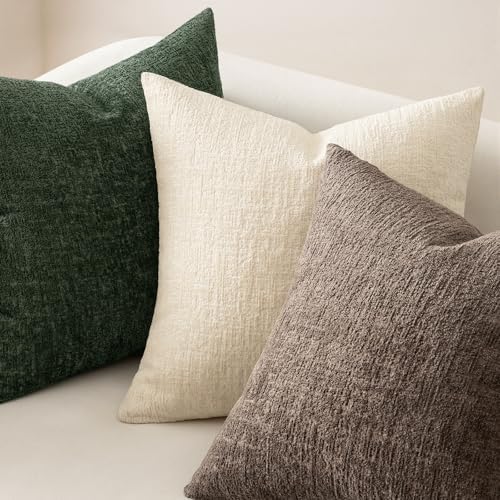 MIULEE Fall Couch Pillow Covers Textured Chenille 18x18 Taupe - Image 4
