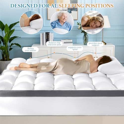 4 Inch Memory Foam Mattress Topper, Cooling Extra Thick 2000 GSM Pillow Top - Image 6