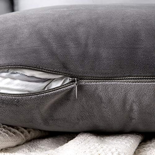 MIULEE 12x20 Inch Lumbar Velvet Throw Pillow Covers Medium Gray - Image 3