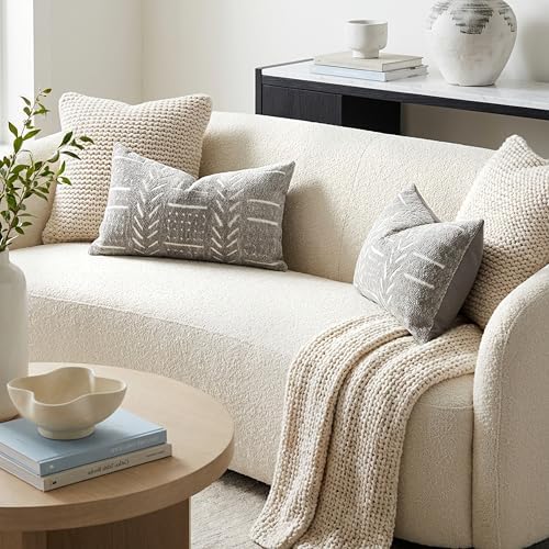 BlissBlush Decorative Lumbar Pillow Covers 12x20 Set of 2, Light Gray Soft - Image 3