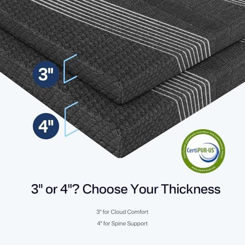 4 Inch Full Mattress Topper Memory Foam, Cooling Gel & Non-Slip Straps - Image 6
