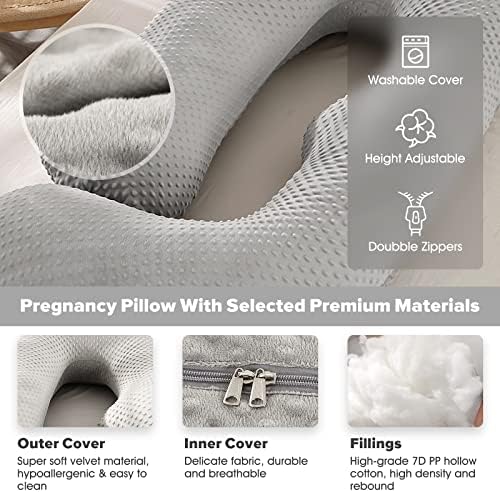 Elover U Shaped Pregnancy Pillow, Full Body Maternity Support - Image 3