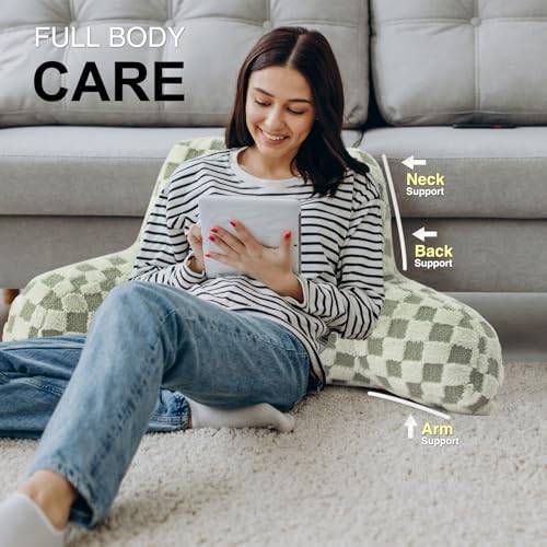 Aimuan Reading Pillow Checkered Bed Rest Wedge Backrest Checkerboard Pillow - Image 4