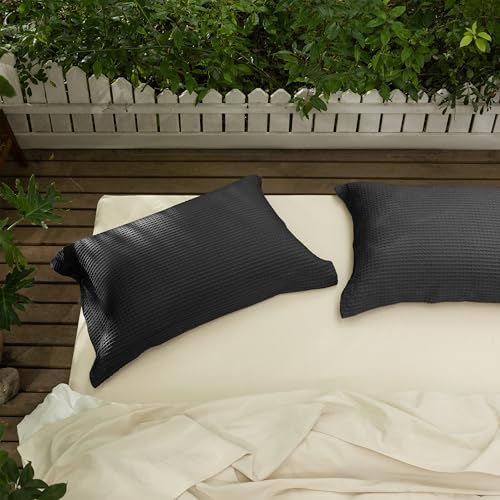 CHUFFED 100% Cotton Waffle Weave Pillowcases 2 Pack King Size, 20x36 Inches by Chuffed