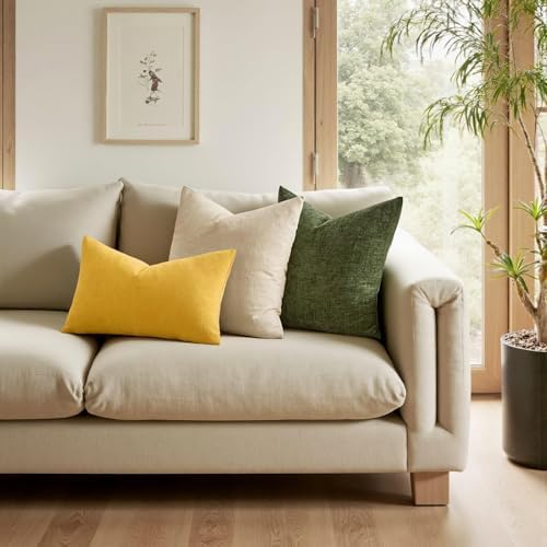 MIULEE Yellow Chenille Couch Throw Pillow Covers - Image 3