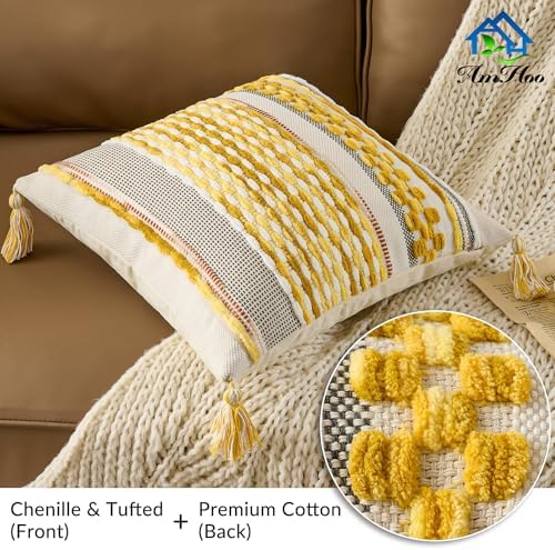 AmHoo Chenille Striped Textured Boho Throw Pillow Covers Aesthetic - Image 2