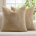 Mecatny Corduroy Fall Decorative Throw Pillow Covers 26x26 Set of 2 Khaki by Mecatny