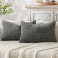 MIULEE Decorative Lumbar Throw Pillow Covers 12x20 Inch Dark Gray 2 Pack by MIULEE