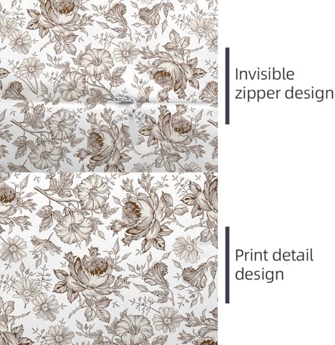 Brown and White Porcelain Floral Throw Pillow Cases Queen Size Set of 2 - Image 6
