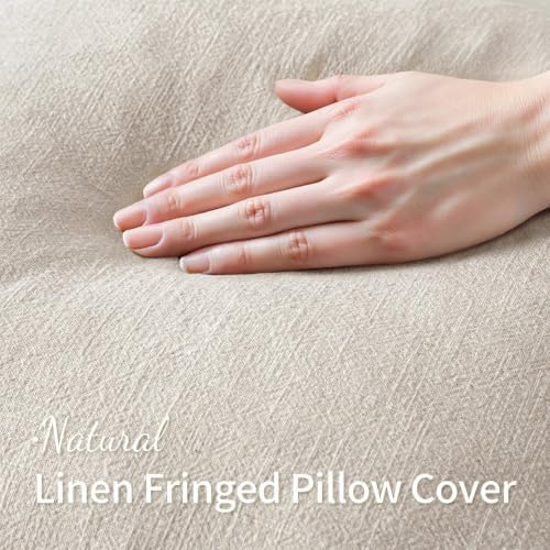 MIULEE Linen Decorative Euro Throw Pillow Covers Natural Beige 28x28 - Image 2