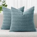 MIULEE Corduroy Decorative Throw Pillow Covers 20x20 Coastal Blue Pack of 2 by MIULEE