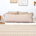 JoraLion Ruffled Body Pillow Cover 20x54 Gingham Khaki Solid Edge by JoraLion