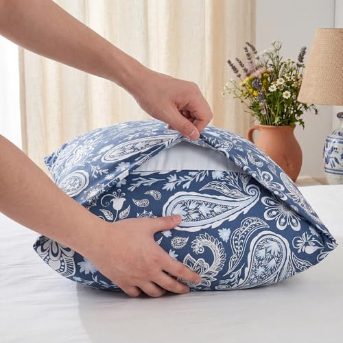 Bedorm Cotton Pillow Cases King Size Set of 2 Paisley Floral Pillow Covers Soft - Image 5