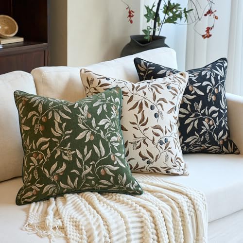 Alerfa Green Floral Throw Pillow Cover 20 x 20 Inch Sqaure Luxury Decorative - Image 4