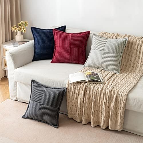 MIULEE Dark Grey Corduroy Decorative Euro Sham Pillow Covers 24x24 Inch - Image 5