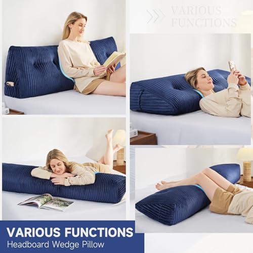 Z-hom Large Headboard Pillow Full, NO ROLL Pillow, Wedge Pillow Headboard - Image 4