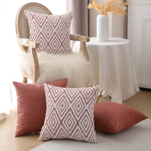 HPUK Throw Pillow Covers 20x20, 4 Pack, Coral Textured Couch Pillow Covers - Image 4