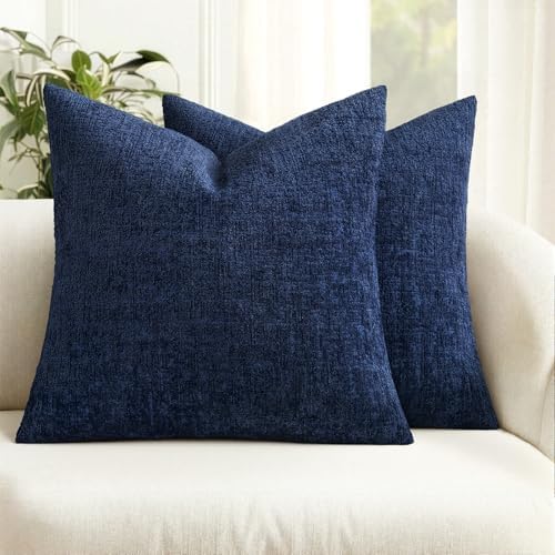 MIULEE Couch Pillow Covers Textured Chenille Home Decor 16x16 Navy Blue by MIULEE