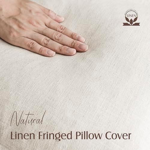Foindtower Decorative Linen Fringe Throw Pillow Covers 24×24 Inch - Image 2