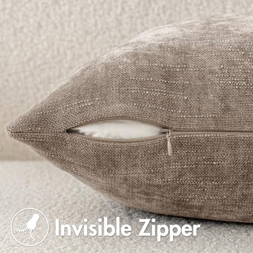MIULEE Textured Chenille Throw Pillow Covers 18x18 Inch Light Taupe - Image 6