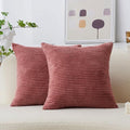 Home Brilliant Pillow Covers 22x22 Soft Cushion Covers Set of 2 Striped Velvet by HomeBrilliant