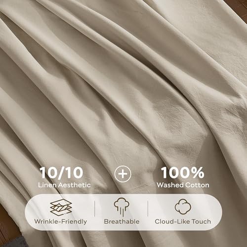JELLYMONI 100% Washed Cotton Pillowcases, Envelope Closure 2-Pack - Image 5