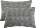 PHF Cotton Waffle Pillow Shams King Size 20" x 36", Dark Grey, No Insert by PHF