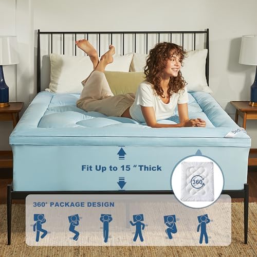 BEDLORE Twin Mattress Topper, Thick Pillow Top Bed Cover Soft Mattress Pad - Image 5