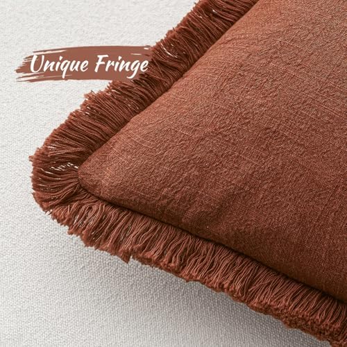 MIULEE Linen Fringe Decorative Fall Throw Pillow Covers Late Autumn 20x20 - Image 3