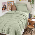 HYMOKEGE Light Green Twin XL Comforter Set Seersucker 5 Pieces, All Season by HYMOKEGE