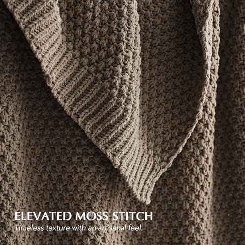 EVERGRACEHOME Chunky Chenille Knit Throw Blanket, Mocha Brown - Image 5
