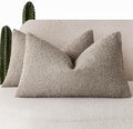 Foindtower Cozy Textured Boucle Lumbar Throw Pillow Cover 12x20 Light Taupe by Foindtower