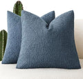 Foindtower Decorative Textured Boucle Throw Pillow Covers 20x20 Dark Blue by Foindtower