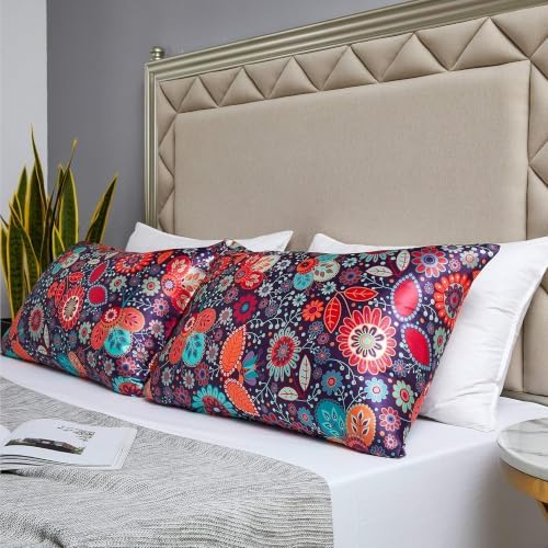 MR&HM Satin Pillowcase 2 Pack, Queen Size 20"x30", Boho Floral - Image 5
