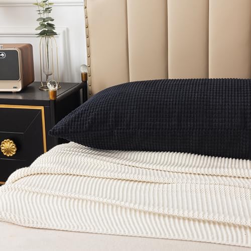 Pack of 1 Corduroy Soft Soild Body Pillow Covers Set Sofa Bedroom - Image 3