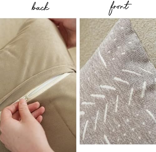 BlissBlush Decorative Lumbar Pillow Covers 12x20 Set of 2, Taupe Soft Woven - Image 6