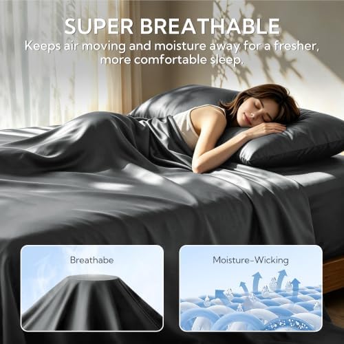 MR&HM Queen Pillowcase Set of 2, Cooling & Breathable, Dark Grey - Image 3